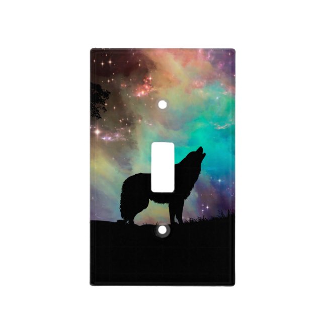 Wolf howling at the universe light switch cover (Front)