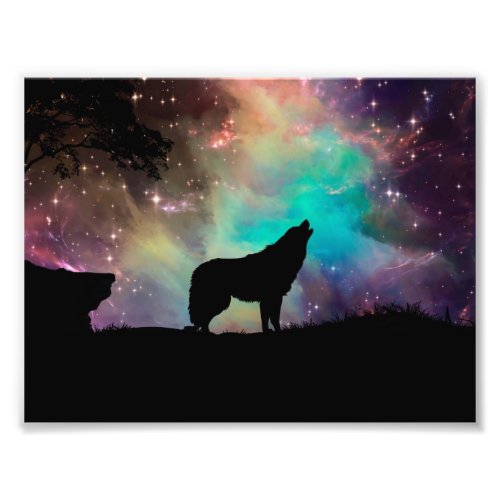 Wolf howling at the universe photo print