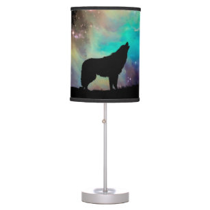 Wolf howling at the universe table lamp