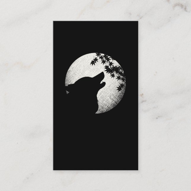 Wolf Howling Beautiful Animal Moon Business Card (Front)