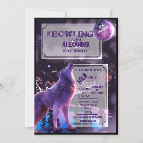 Wolf Howling  Birthday Halloween Invitation