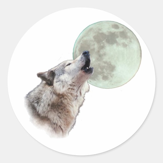 Wolf Howling Classic Round Sticker (Front)
