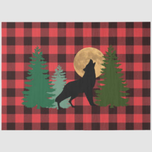 Wolf Howling Full Moon Tissue Paper
