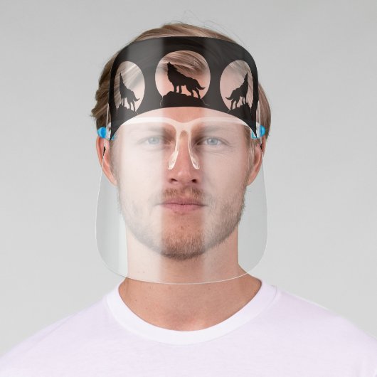 Wolf Howling Full Moon Wolves Face Shield (Insitu)