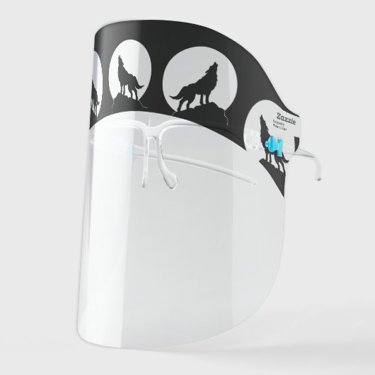 Wolf Howling Full Moon Wolves Face Shield (Front Left)
