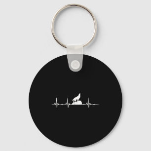 Wolf Howling Heartbeat Animals Wolves Lovers Hikin Keychain