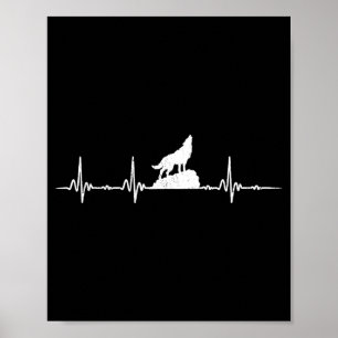 Wolf Howling Heartbeat Animals Wolves Lovers Hikin Poster