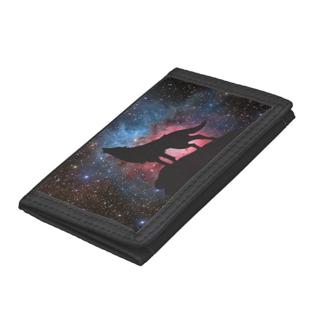 Wolf Howling in Galaxy Trifold Wallet (Bottom)