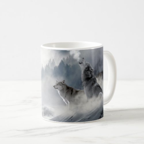Wolf Howling in Snow Coffee Cup