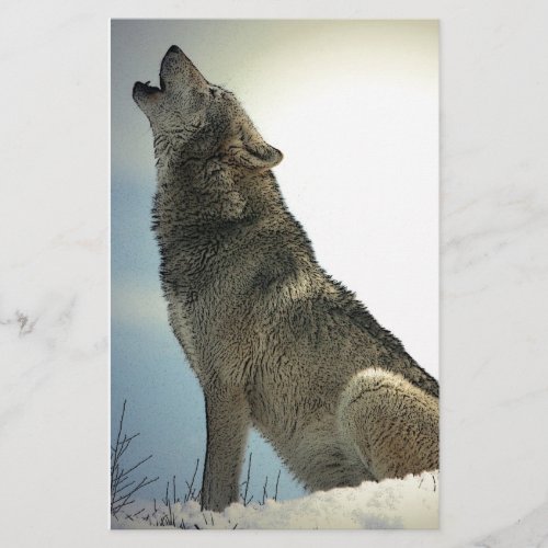 Wolf Howling in Snow Stationery