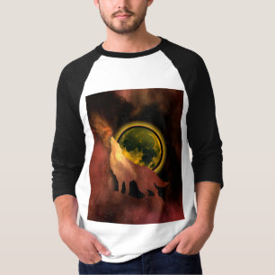 WOLF HOWLING IN SPACE MOON GALAXY T-Shirt