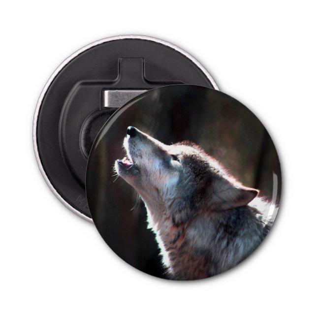Wolf Howling Lone Wolf Bottle Opener (Front)
