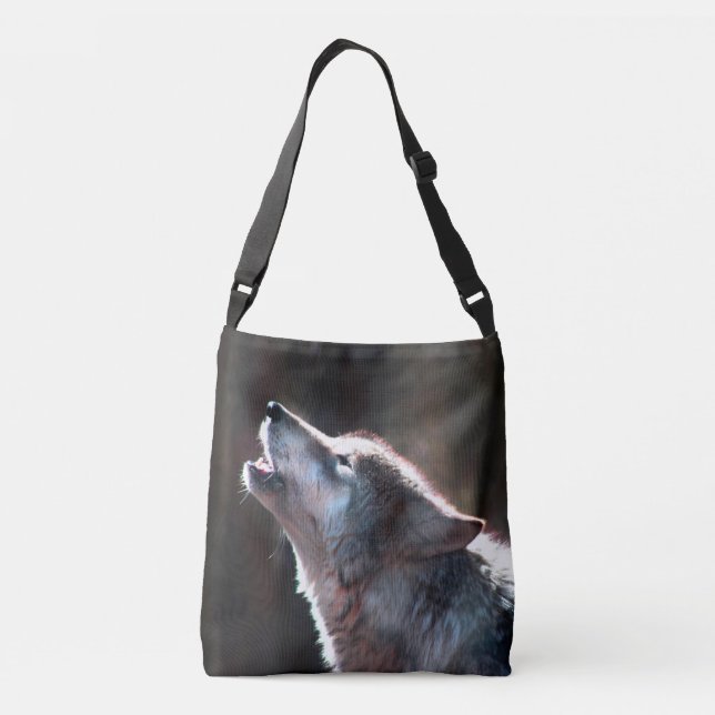 Wolf Howling Lone Wolf Crossbody Bag (Back)