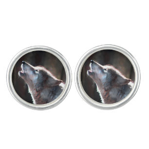 Wolf Howling Lone Wolf Cufflinks