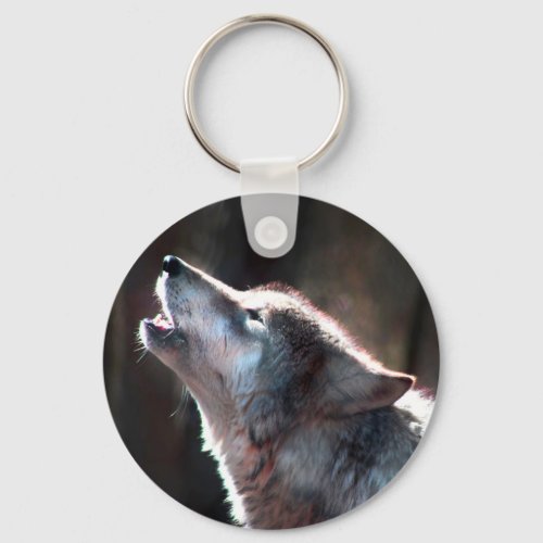 Wolf Howling Lone Wolf Keychain