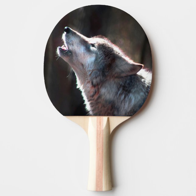 Wolf Howling Lone Wolf Ping Pong Paddle (Front)
