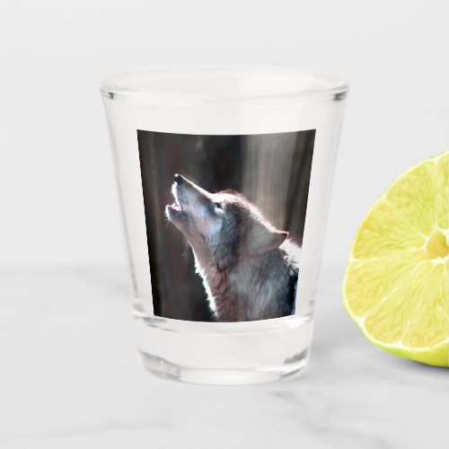 Wolf Howling Lone Wolf Shot Glass