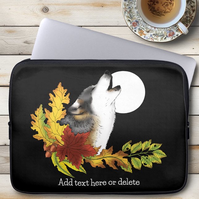 Wolf Howling Moon Laptop Sleeve (Creator Uploaded)