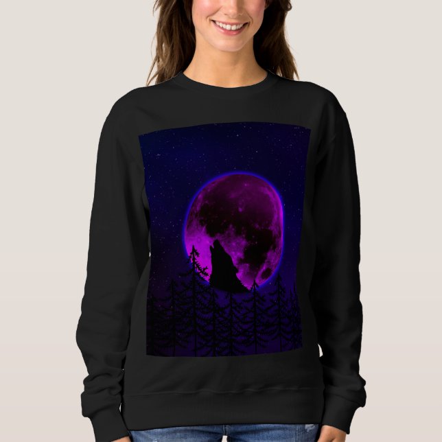 WOLF HOWLING MOON MAGENTA   SWEATSHIRT (Front)