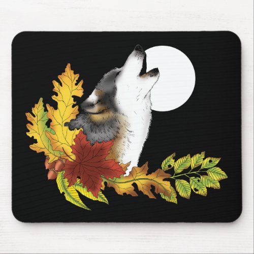 Wolf Howling Moon Mouse Pad