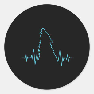 Wolf Howling Pulse Heartbeat Wolves Costume Animal Classic Round Sticker