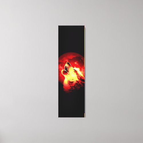 Wolf Howling  Red Moon Custom Wrapped Canvas