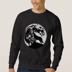 Wolf Howling Silhouetted Against a Full Moon Sweatshirt