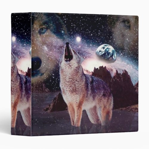 Wolf howling through the universe 3 ring binder