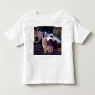 Wolf howling through the universe toddler t-shirt