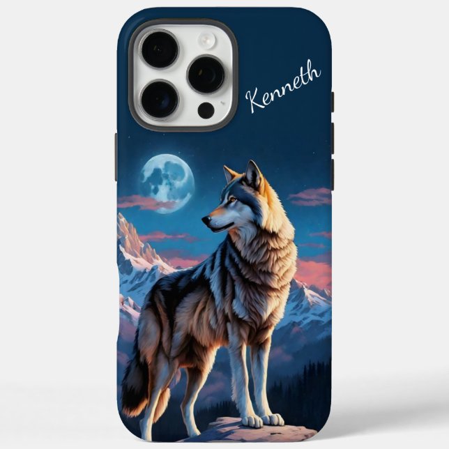 Wolf Howling Under Lunar Glow Case-Mate iPhone Case (Back)