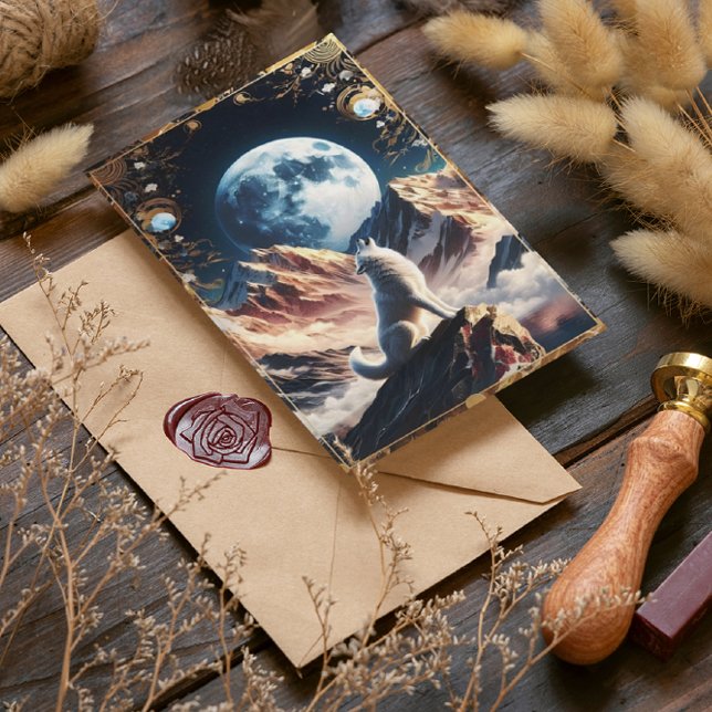 Wolf Howling Under Moonlight Mountains Postcard (Creator Uploaded)