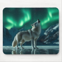Wolf Howling Under the Northern Lights