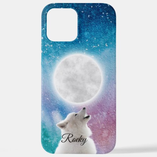 Wolf Howls at Moon Sky in Red Blue Green Galaxy  iPhone 12 Pro Max Case
