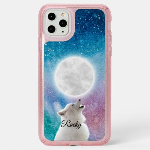 Wolf Howls at Moon Sky in Red Blue Green Galaxy  Speck iPhone 11 Pro Max Case