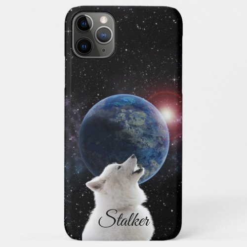 Wolf Howls Blue Moon Nebula Galaxy Scary Night Sky iPhone 11 Pro Max Case