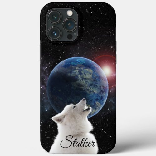 Wolf Howls Blue Moon Nebula Galaxy Scary Night Sky iPhone 13 Pro Max Case