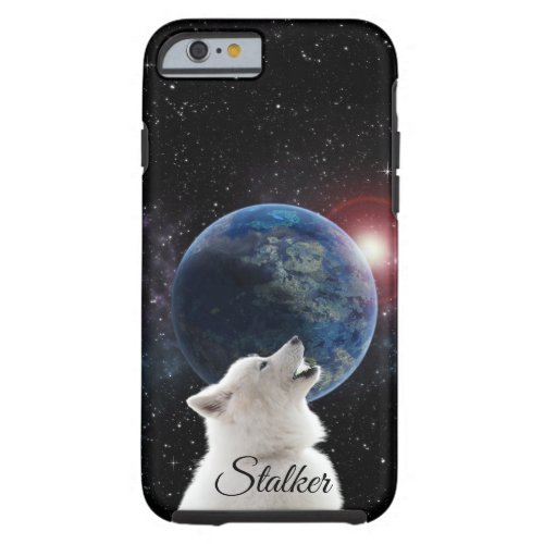 Wolf Howls Blue Moon Nebula Galaxy Scary Night Sky Tough iPhone 6 Case