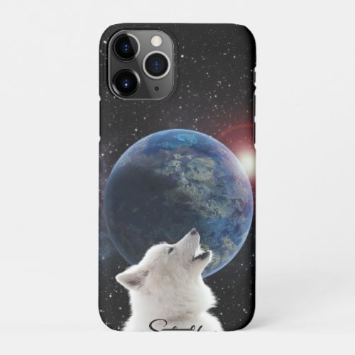 Wolf Howls Blue Moon Nebula Galaxy Scary Night Sky iPhone 11Pro Case