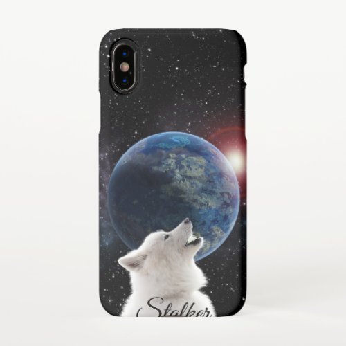 Wolf Howls Blue Moon Nebula Galaxy Scary Night Sky iPhone XS Case