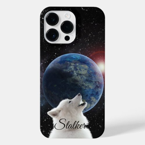 Wolf Howls Blue Moon Nebula Galaxy Scary Night Sky iPhone 14 Pro Max Case