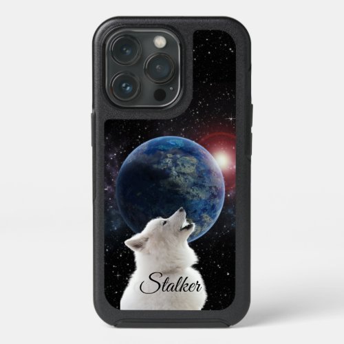 Wolf Howls Blue Moon Nebula Galaxy Scary Night Sky iPhone 13 Pro Case
