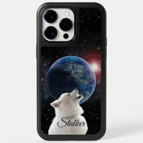 Wolf Howls Blue Moon Nebula Galaxy Scary Night Sky OtterBox iPhone 14 Pro Max Case