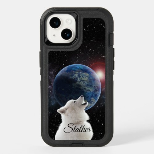Wolf Howls Blue Moon Nebula Galaxy Scary Night Sky OtterBox iPhone 14 Case