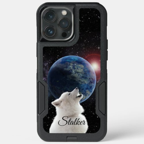 Wolf Howls Blue Moon Nebula Galaxy Scary Night Sky iPhone 13 Pro Max Case