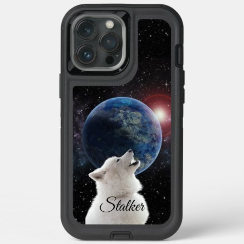 Wolf Howls Blue Moon Nebula Galaxy Scary Night Sky iPhone 13 Pro Max Case