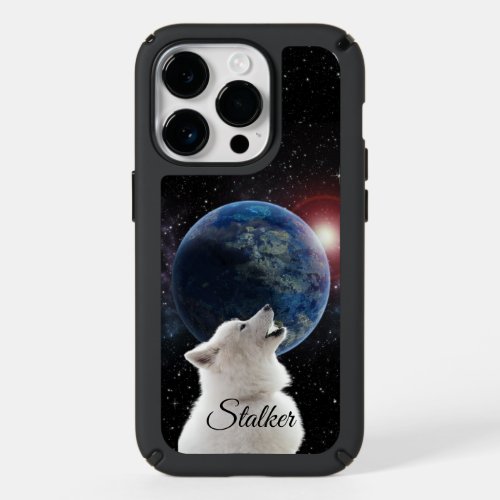 Wolf Howls Blue Moon Nebula Galaxy Scary Night Sky Speck iPhone 14 Pro Case