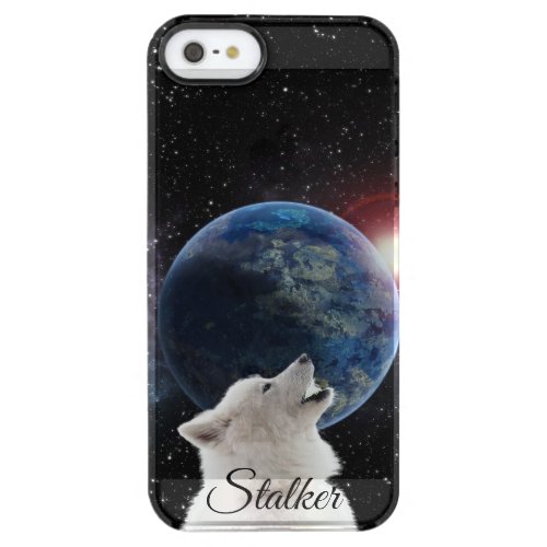 Wolf Howls Blue Moon Nebula Galaxy Scary Night Sky Clear iPhone SE55s Case