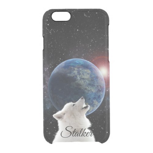 Wolf Howls Blue Moon Nebula Galaxy Scary Night Sky Clear iPhone 66S Case