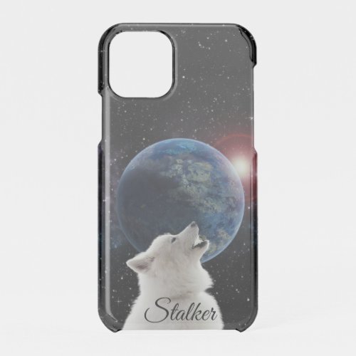 Wolf Howls Blue Moon Nebula Galaxy Scary Night Sky iPhone 11 Pro Case