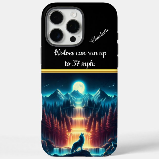 Wolf howls by a glowing waterfall Case-Mate iPhone case (Back)
